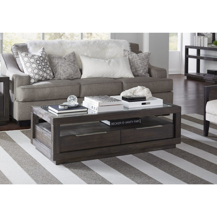 Modus Furniture Oxford Two Drawer Rectangular Coffee Table in Basalt Grey 655450194399 AZU521 Main Image