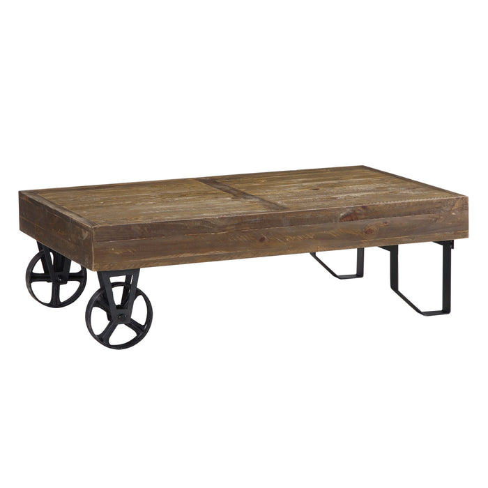 Modus Furniture Coalburn Reclaimed Wood Rectangular Coffee Table in Russett Brown 655450170553 8QQ521 Image 1