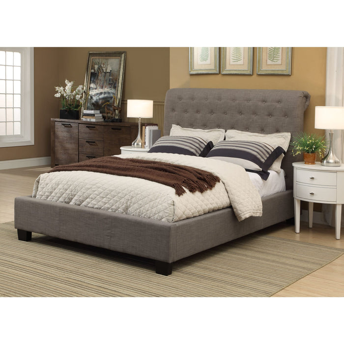 Modus Furniture Royal Tufted Platform Bed in Dolphin Linen  3ZH3L 11 Main Image