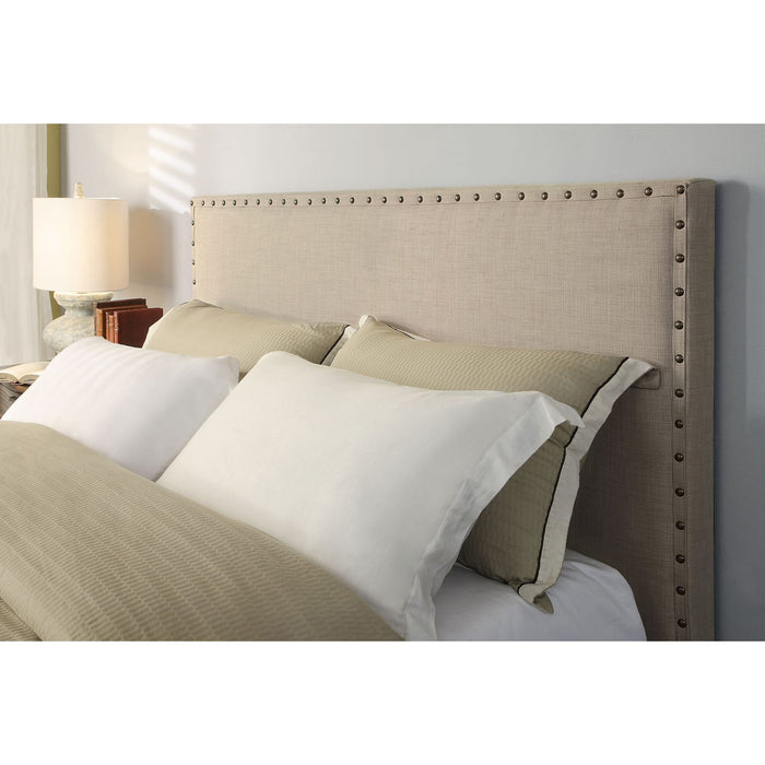 Modus Furniture Tavel Nailhead Upholstered Headboard in Toast Linen  3ZL7L BH12 Main Image