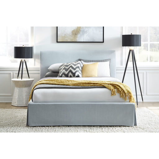 Modus Furniture Shelby Upholstered Skirted Panel Bed in Sky  CB54H 4 Image 1