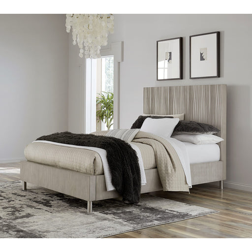 Modus Furniture Argento Wave-Patterned Bed in Misty Grey  9DM8H  Main Image