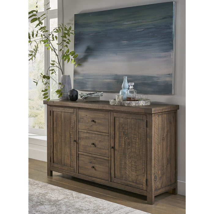 Modus Furniture Autumn Solid Wood Three Drawer Two Door Sideboard in Flint Oak 655450240980 8FJ873 Main Image