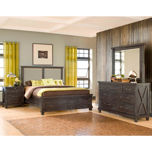 Modus Furniture Yosemite Upholstered Wood Panel Bed in Cafe  7YC9P  Image 1