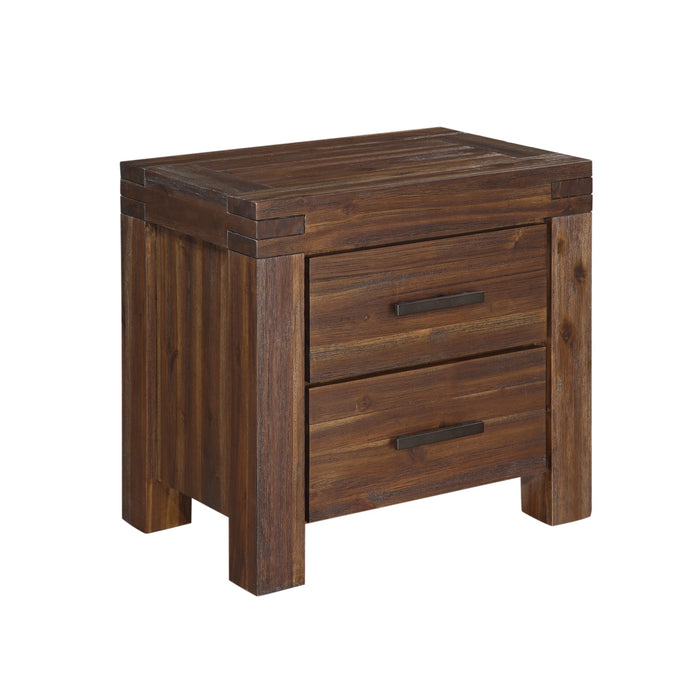 Modus Furniture Meadow Two Drawer Solid Wood Nightstand in Brick Brown 655450091650 3F4181 Image 5