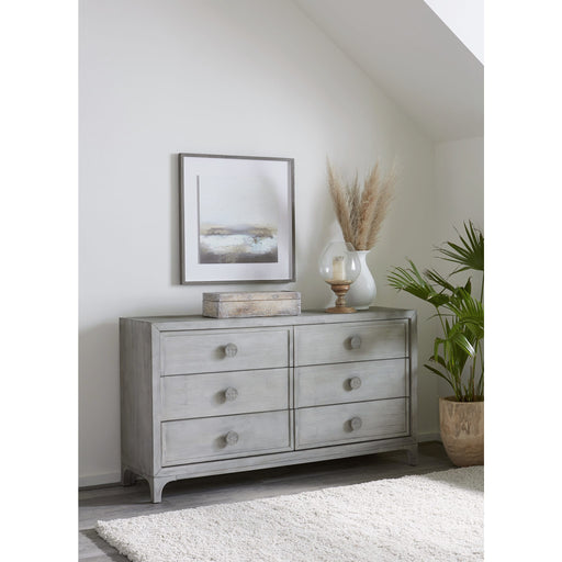 Modus Furniture Boho Chic Six-Drawer Dresser in Washed White (2024) 655450432545 1JQ982A Main Image