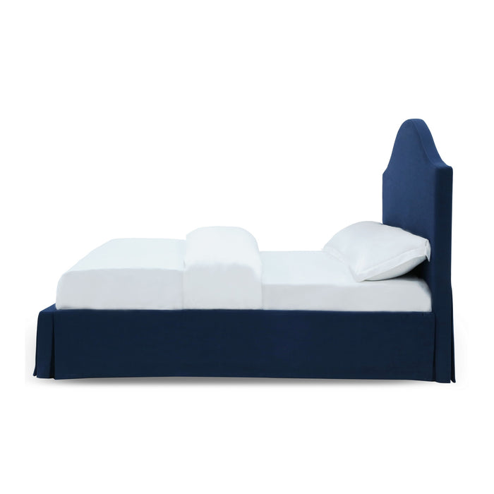 Modus Furniture Sur Upholstered Skirted Panel Bed in Navy  CBD5H 6 Image 5