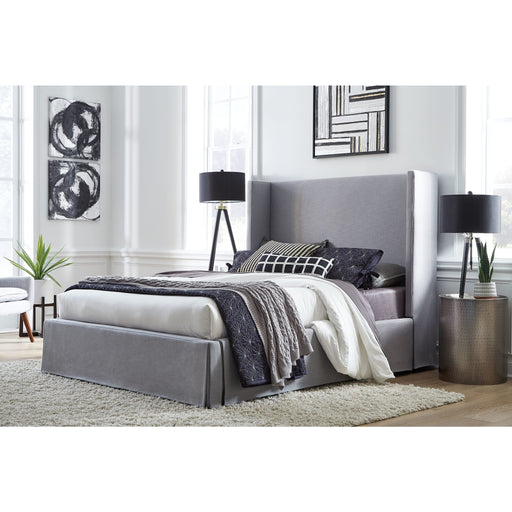 Modus Furniture Cresta Upholstered Skirted Panel Bed in Fog  CBA9H 2 Main Image