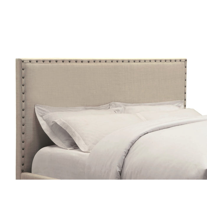 Modus Furniture Tavel Nailhead Upholstered Headboard in Toast Linen  3ZL7L BH12 Image 2