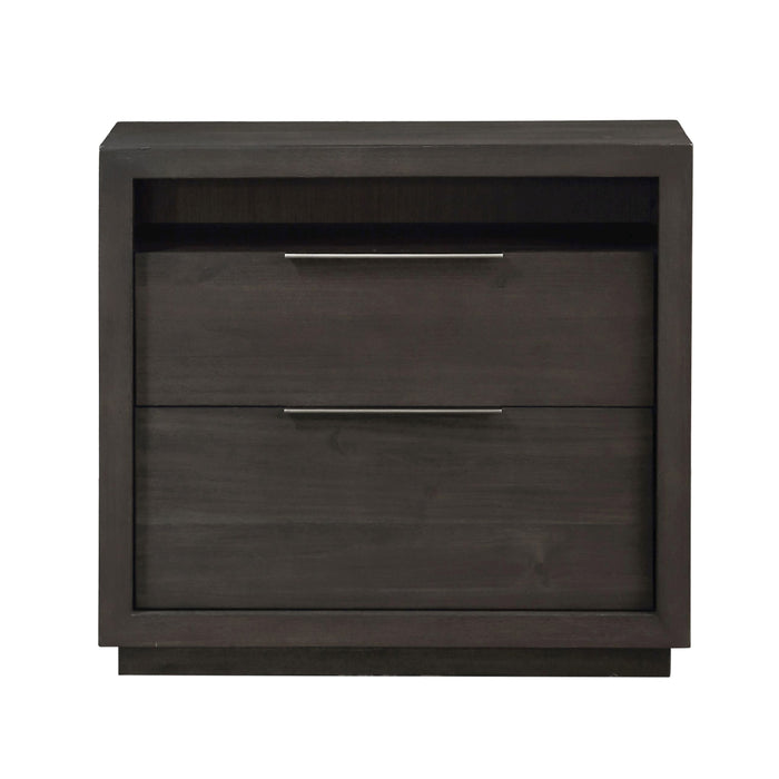 Modus Furniture Oxford Two Drawer Nightstand in Basalt Grey 655450193996 AZU581 Image 1