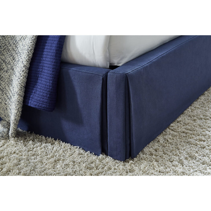 Modus Furniture Sur Upholstered Skirted Panel Bed in Navy  CBD5H 6 Image 2