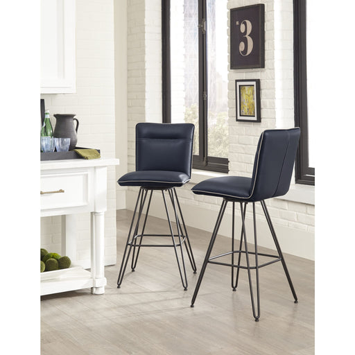 Modus Furniture Demi Hairpin Leg Swivel Bar Stool in Cobalt 655450172694 9LE868D Main Image