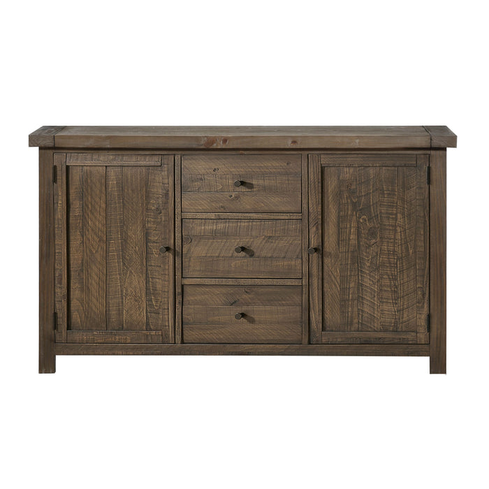 Modus Furniture Autumn Solid Wood Three Drawer Two Door Sideboard in Flint Oak 655450240980 8FJ873 Image 2