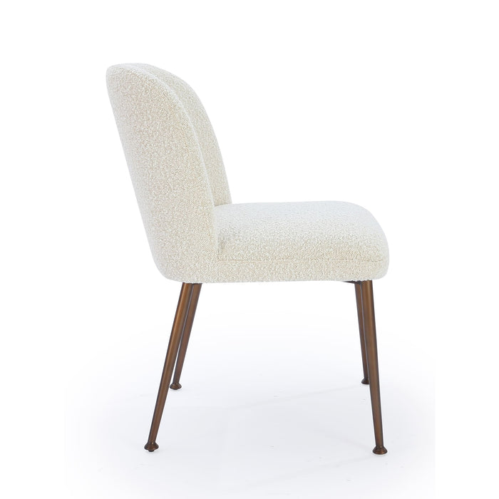 Modus Avery Upholstered Dining Chair in Ricotta Boucle and Bronze Metal Image 3