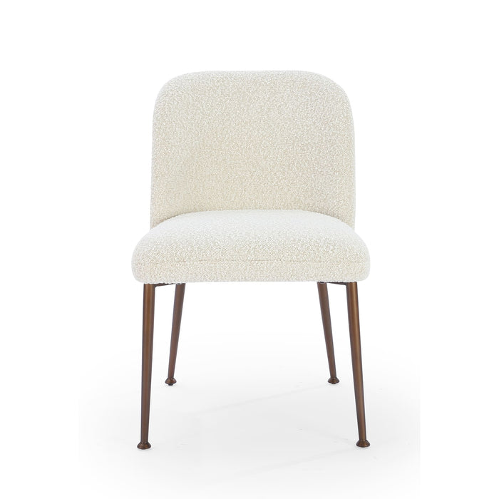 Modus Avery Upholstered Dining Chair in Ricotta Boucle and Bronze Metal Image 4