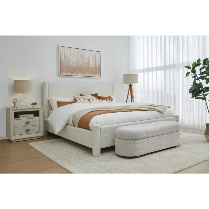 Burke Upholstered Platform Bed in Cottage Cheese Boucle