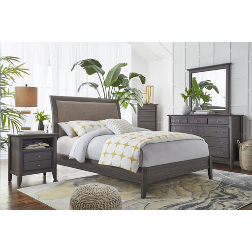 Modus City II Upholstered Sleigh Bed in Basalt Gray Image 1