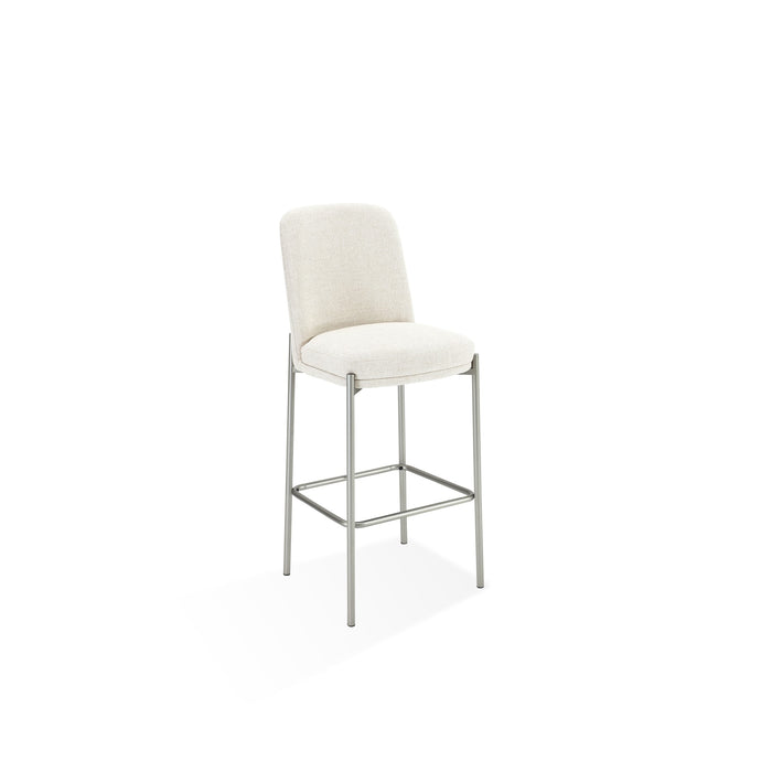 Modus Dion Upholstered Bar Stool in Natural Light Linen and Brushed Nickel Metal Image 1