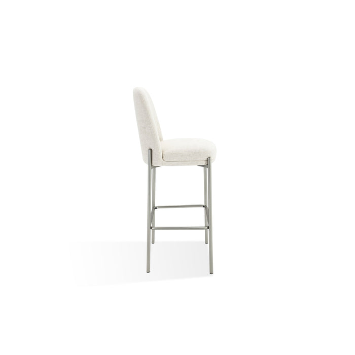 Modus Dion Upholstered Bar Stool in Natural Light Linen and Brushed Nickel Metal Image 2