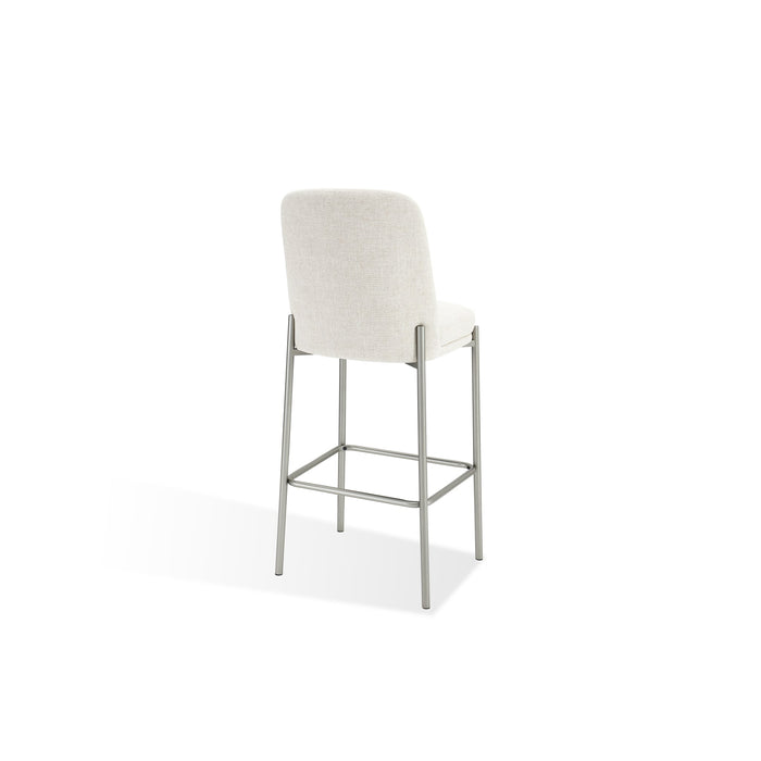 Modus Dion Upholstered Bar Stool in Natural Light Linen and Brushed Nickel Metal Image 3