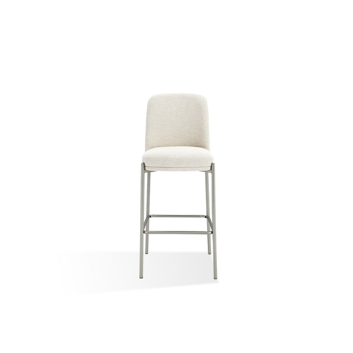 Modus Dion Upholstered Bar Stool in Natural Light Linen and Brushed Nickel Metal Main Image