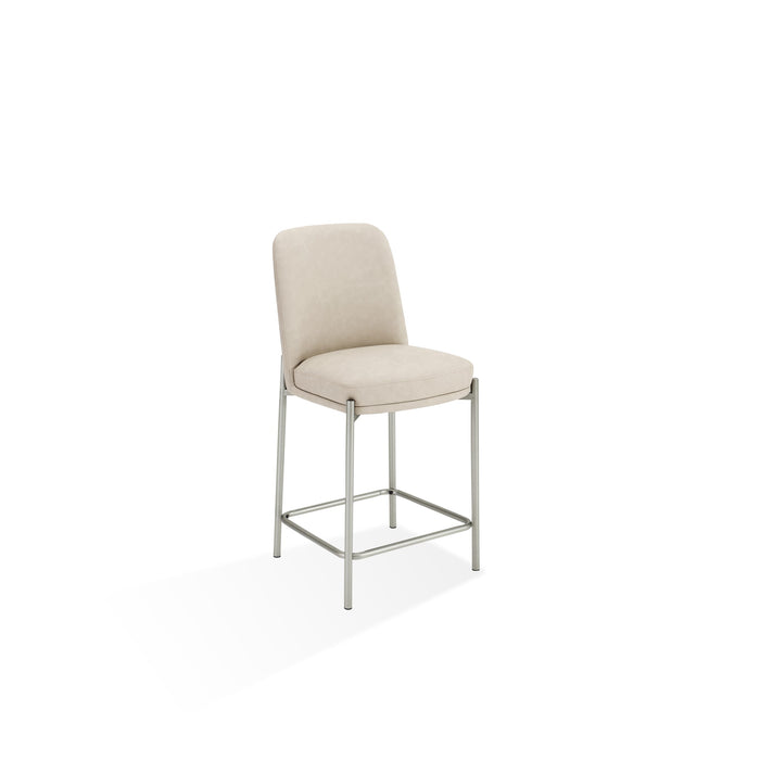 Modus Dion Upholstered Counter Stool in Camel Synthetic Leather and Brushed Nickel Metal Image 1