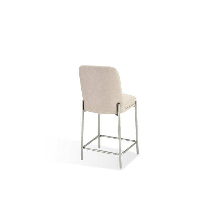 Modus Dion Upholstered Counter Stool in Camel Synthetic Leather and Brushed Nickel Metal Image 3