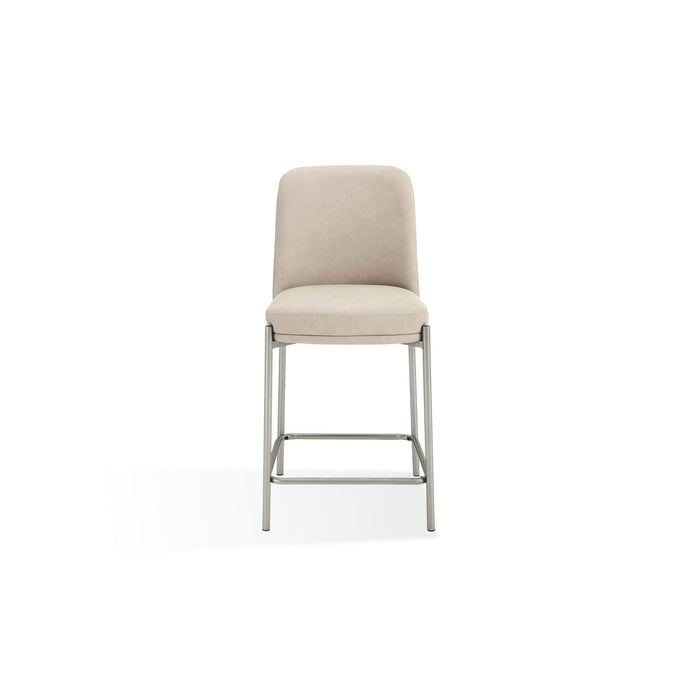 Modus Dion Upholstered Counter Stool in Camel Synthetic Leather and Brushed Nickel Metal Main Image