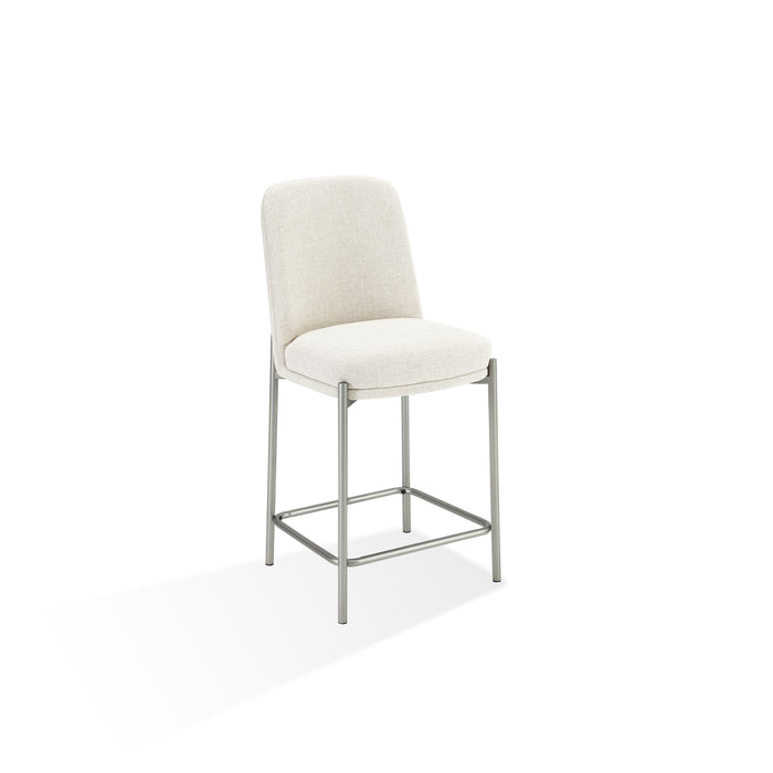 Modus Dion Upholstered Counter Stool in Natural Light Linen and Brushed Nickel Metal Image 1