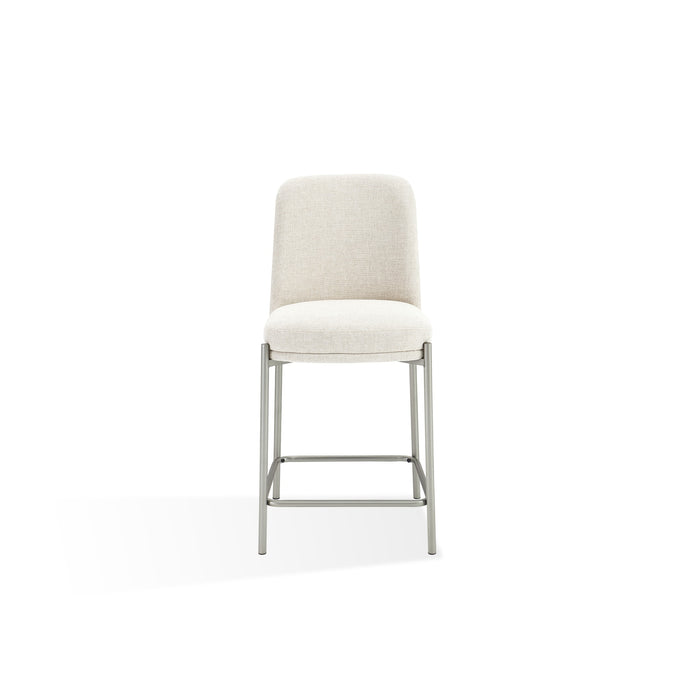 Modus Dion Upholstered Counter Stool in Natural Light Linen and Brushed Nickel Metal Main Image