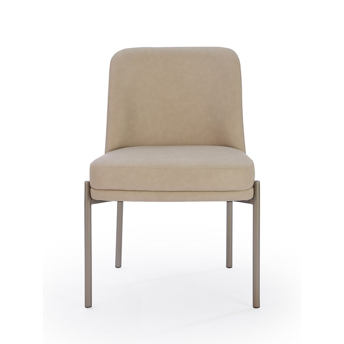 Modus Dion Upholstered Dining Chair in Camel Synthetic Leather and Brushed Nickel Metal Image 3