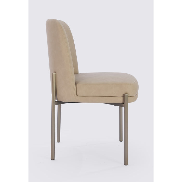 Modus Dion Upholstered Dining Chair in Camel Synthetic Leather and Brushed Nickel Metal Image 4