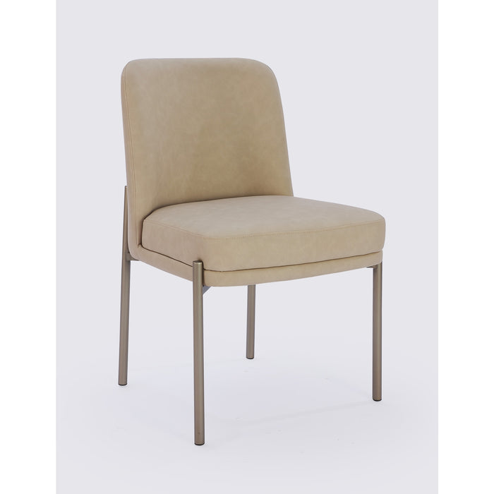 Modus Dion Upholstered Dining Chair in Camel Synthetic Leather and Brushed Nickel Metal Main Image