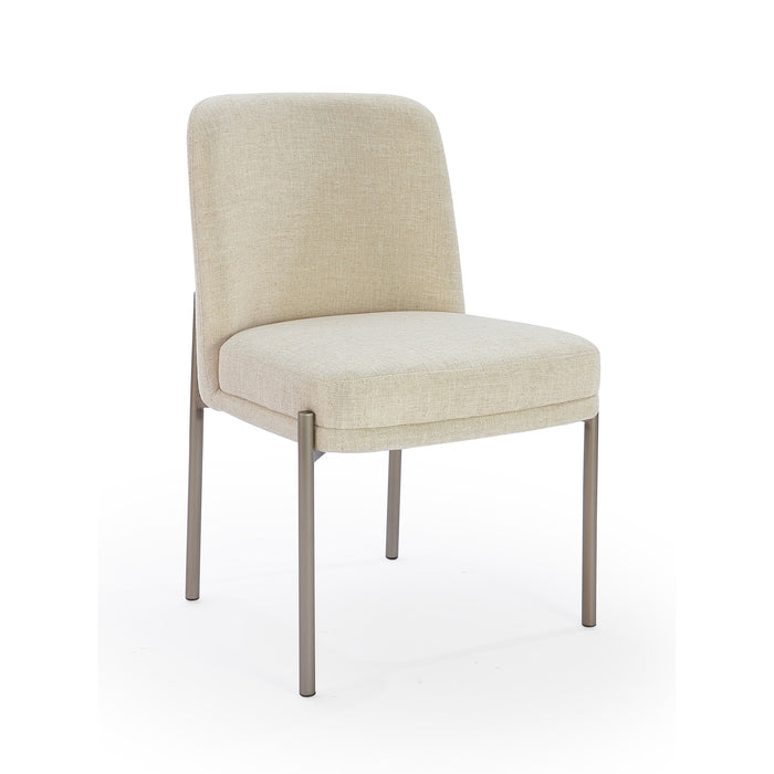 Modus Dion Upholstered Dining Chair in Natural Light Linen and Brushed Nickel Metal Image 1