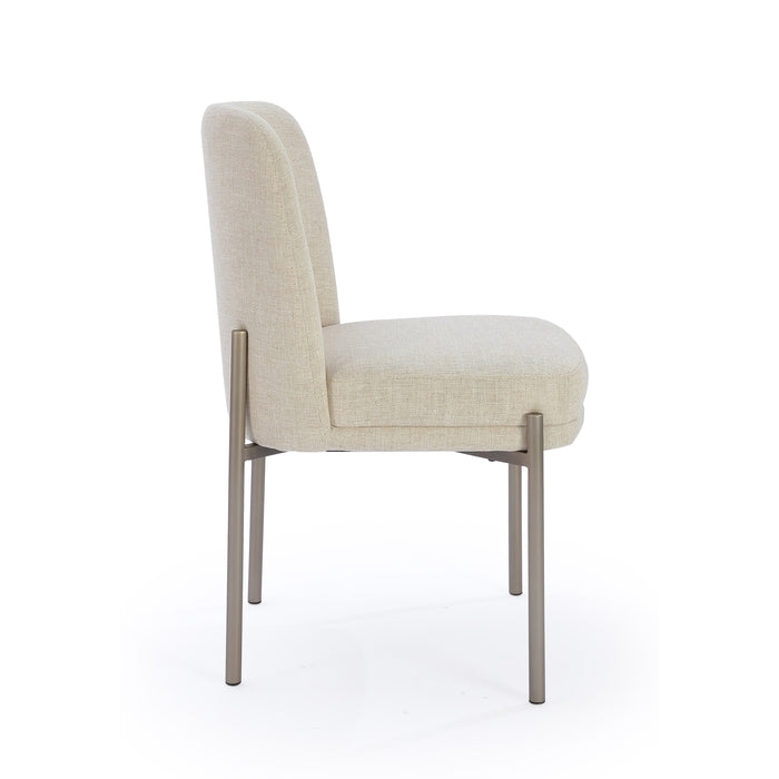 Modus Dion Upholstered Dining Chair in Natural Light Linen and Brushed Nickel Metal Image 4