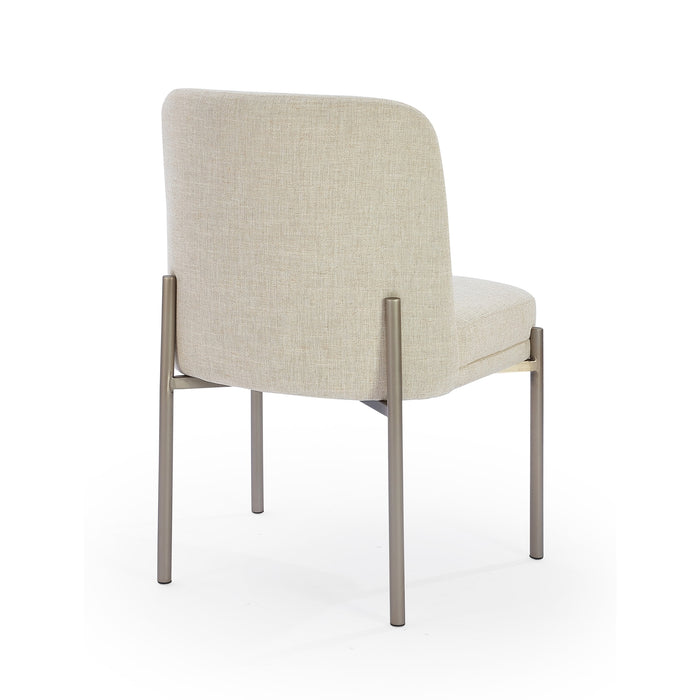 Modus Dion Upholstered Dining Chair in Natural Light Linen and Brushed Nickel Metal Image 5