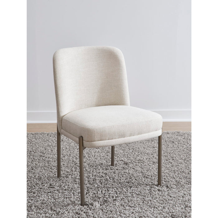 Modus Dion Upholstered Dining Chair in Natural Light Linen and Brushed Nickel Metal Main Image