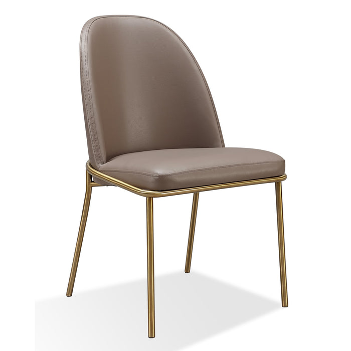 Modus Doheny Leather Upholstered Metal Leg Dining Chair in Boots and Brass Image 1