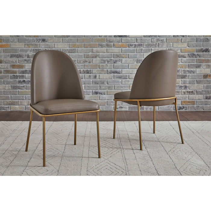 Modus Doheny Leather Upholstered Metal Leg Dining Chair in Boots and Brass Main Image