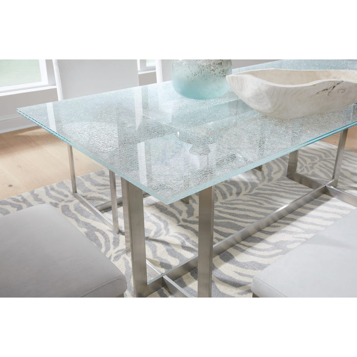 Modus Eliza Cracked Glass Dining Table in Brushed Stainless SteelImage 2