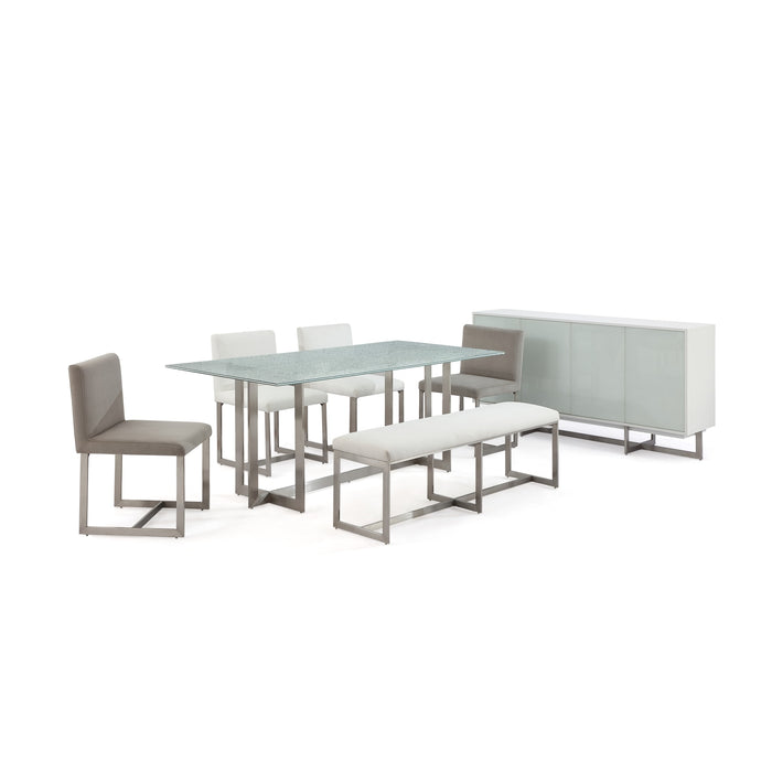 Modus Eliza Cracked Glass Dining Table in Brushed Stainless SteelImage 7