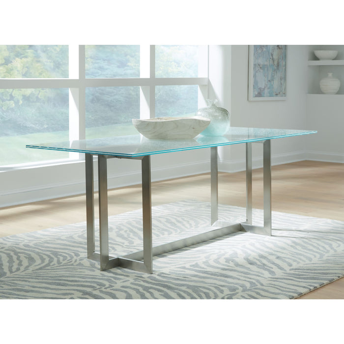 Modus Eliza Cracked Glass Dining Table in Brushed Stainless SteelMain Image