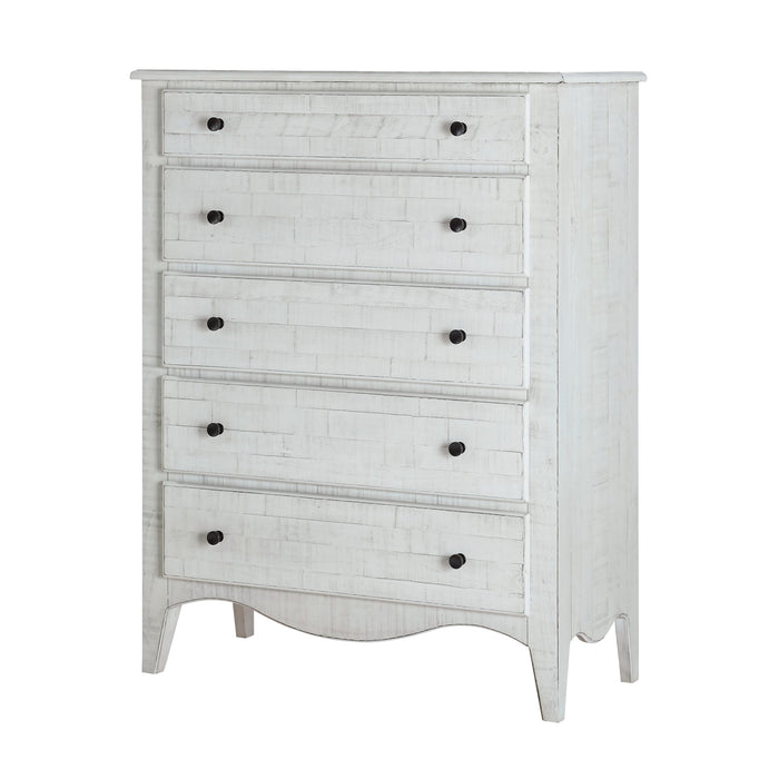 Modus Ella Solid Wood Five Drawer Chest in White Wash (2024) Image 2