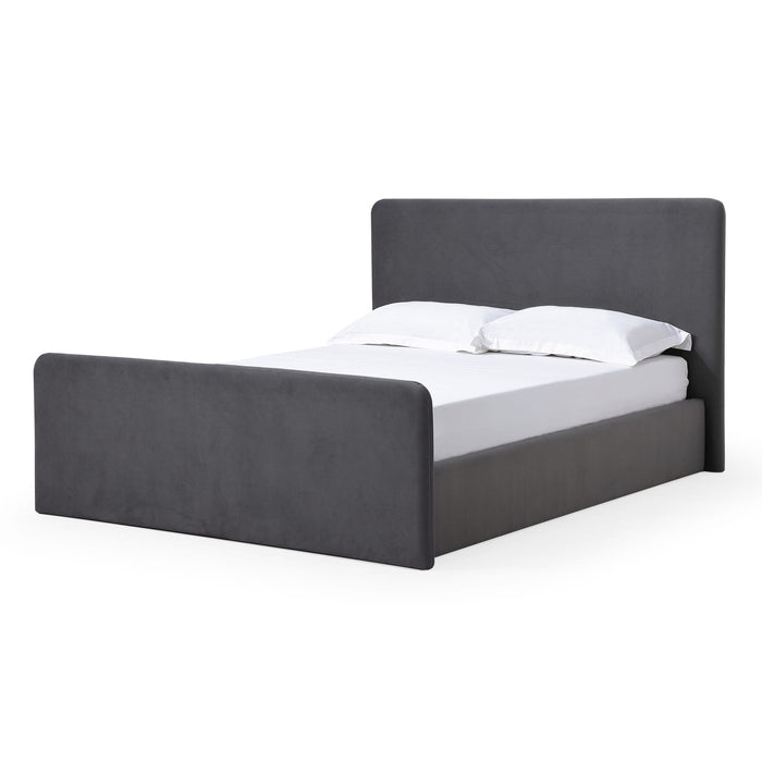 Modus Elora Fully Upholstered Platform Bed in Charcoal Velvet Image 2