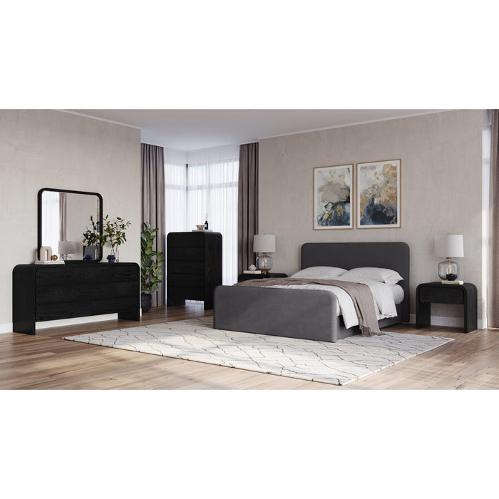 Modus Elora Fully Upholstered Platform Bed in Charcoal Velvet Image 6