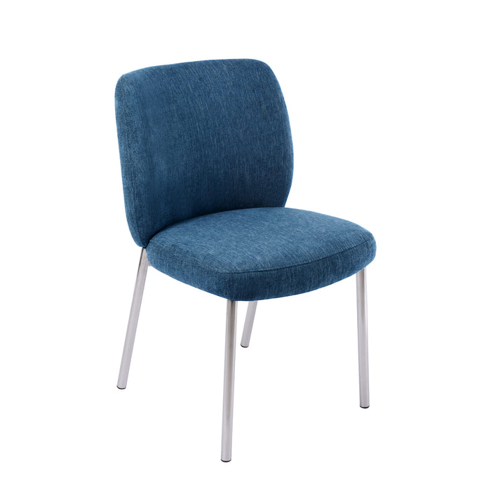 Modus Fomo Chenille-upholstered Stainless Steel Base Dining Chair in Azure Image 1