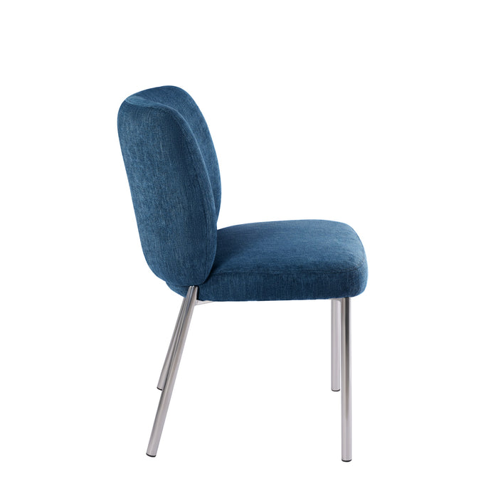 Modus Fomo Chenille-upholstered Stainless Steel Base Dining Chair in Azure Image 2