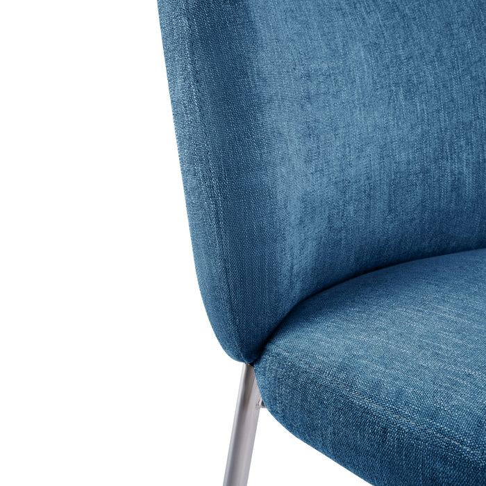 Modus Fomo Chenille-upholstered Stainless Steel Base Dining Chair in Azure Image 4