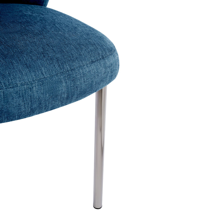 Modus Fomo Chenille-upholstered Stainless Steel Base Dining Chair in Azure Image 5