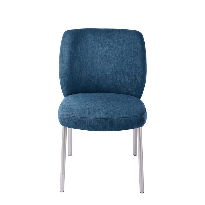 Modus Fomo Chenille-upholstered Stainless Steel Base Dining Chair in Azure Main Image